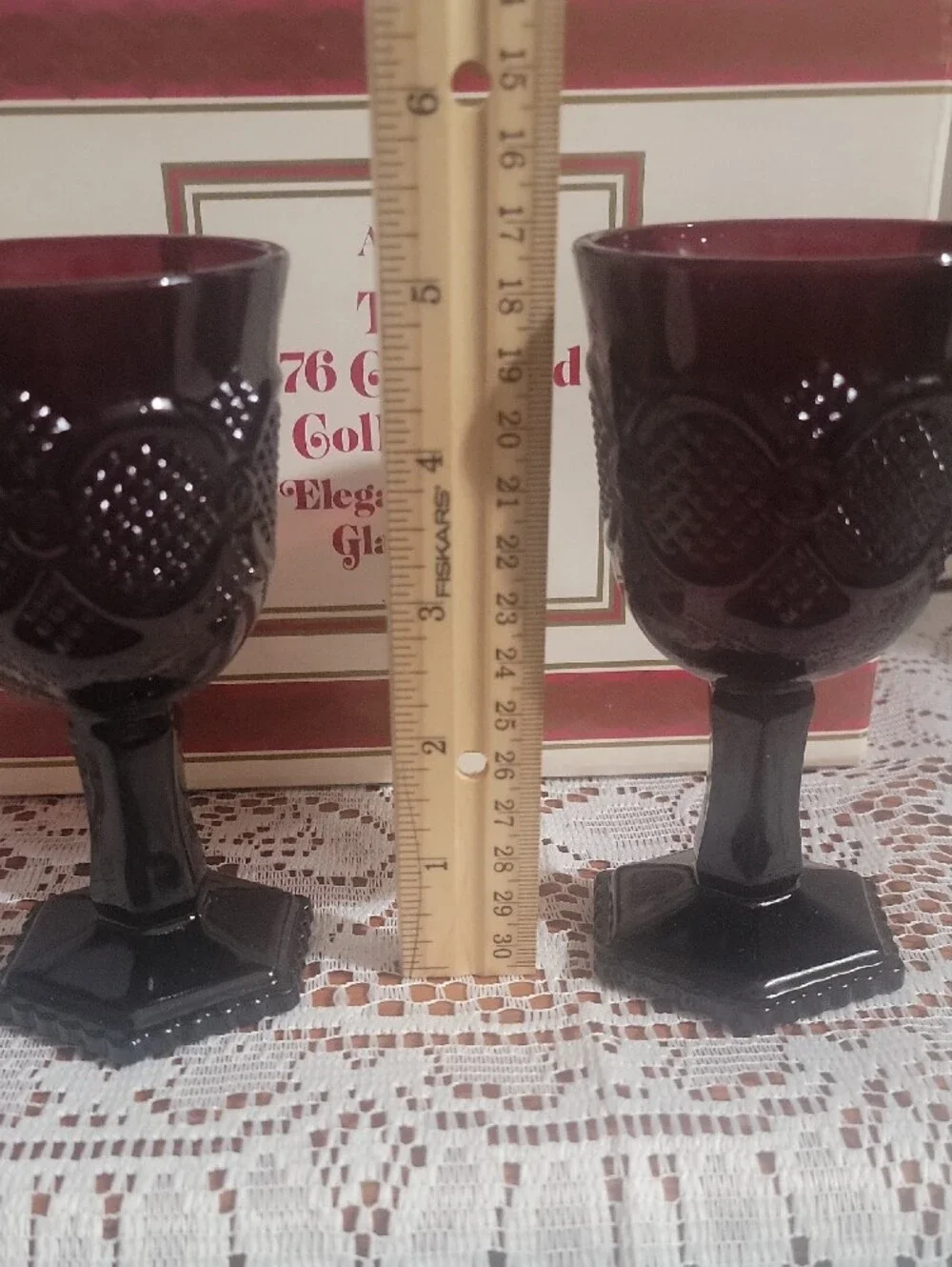 Avon Cape Cod 1876 Ruby Red  Wine Glass Pair